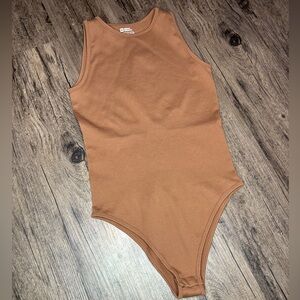 Faja Like Bodysuit Ribbed Brown Sleeveless NWOT Lots Of Stretch Smooths Tummy